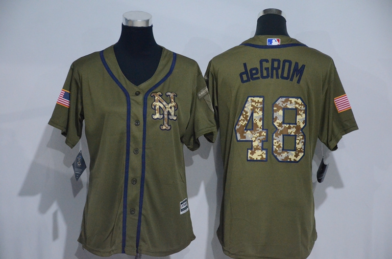 Womens 2017 MLB New York Mets #48 DeGrom Green Salute to Service Stitched Baseball Jersey->->Women Jersey